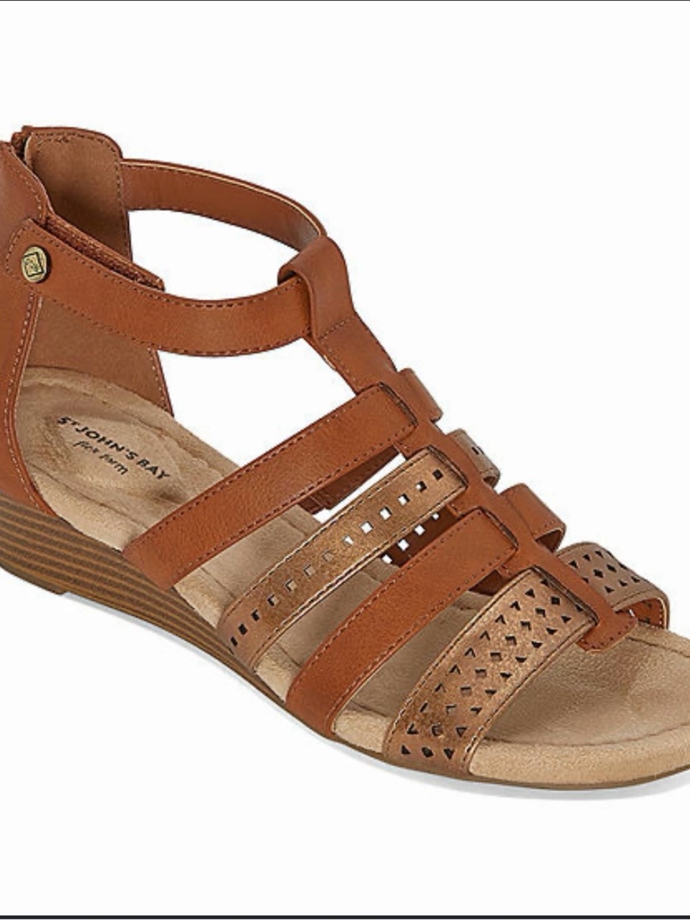 St. John's Bay Casual Boho Cognac Strappy Laser-Cut Gladiator Summer Sandal 9.5